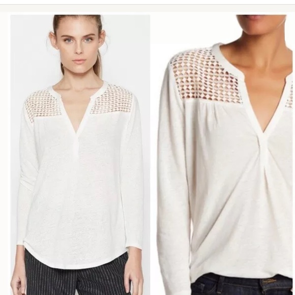 Joie Tops - SOFT JOIE Porcelain "Aiyana" Linen-Blend Top